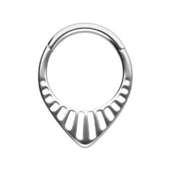 Tytanowy kolczyk kółko clicker ozdobny - srebrny - TK-083