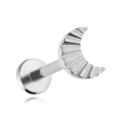 Tytanowy kolczyk labret księżyc - srebrny