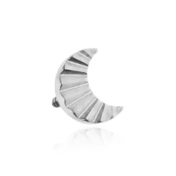 Tytanowy kolczyk labret księżyc - srebrny
