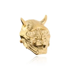 Tytanowy kolczyk labret japońska maska - złoty