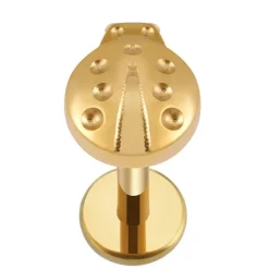 Tytanowy kolczyk labret biedronka - złoty