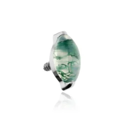 Tytanowy kolczyk labret łezka z Agatem Mszystym - srebrny