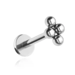 Tytanowy kolczyk labret mini kuleczki - srebrny