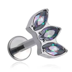 Tytanowy kolczyk labret z cyrkoniami Vitrail Medium - srebrny