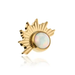 Tytanowy kolczyk labret z opalem OP18 - złoty