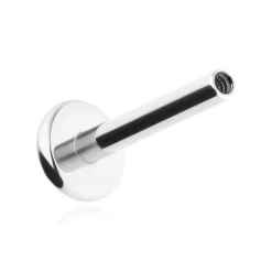 Tytanowy kolczyk labret z masą perłową - srebrny