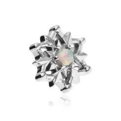 Tytanowy kolczyk labret z śnieżynka z opalem - srebrny