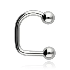 Tytanowy kolczyk podkowa J - srebrna - TKP-007