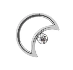 Tytanowy księżyc z cyrkonią srebrny - TK-065