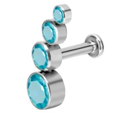 Tytanowy labret - Premium CRYSTALS - niebieski - TGW-074