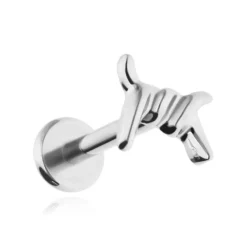 Tytanowy labret drut kolczasty - srebrny