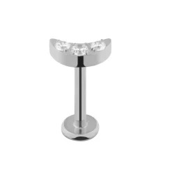 Tytanowy labret księżyc - białe cyrkonie - TGW-085