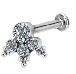 Tytanowy labret ozdobny - biały - TGW-059