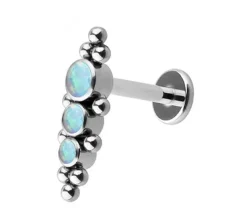 Tytanowy labret ozdobny - jasno niebieski opal OP17 - TGW-075