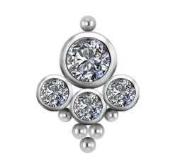 Tytanowy labret ozdobny - Premium Zirconia - biały - TGW-070