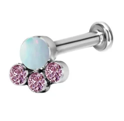 Tytanowy labret ozdobny - różowy - OP17 - TGW-048