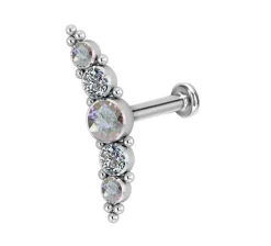 Tytanowy labret ozdobny typu cluster - Premium Zirconia - kolorowy - TGW-068