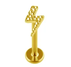 Tytanowy labret piorun złoty