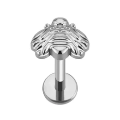 Tytanowy labret srebrna pszczoła - TGW-103