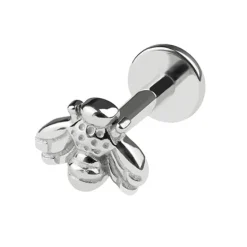 Tytanowy labret srebrna pszczoła - TGW-103