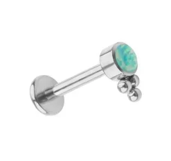 Tytanowy labret srebrny z opalem OP03 - TGW-065