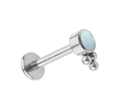 Tytanowy labret srebrny z opalem OP17 - TGW-065