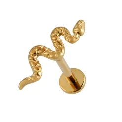 Tytanowy labret wąż złoty - TGW-084