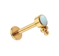 Tytanowy labret złoty z opalem OP17 - TGW-065